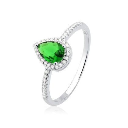 Anel Gota Verde Esmeralda cravejado