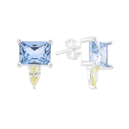 Brinco retângulo aquamarine com lima