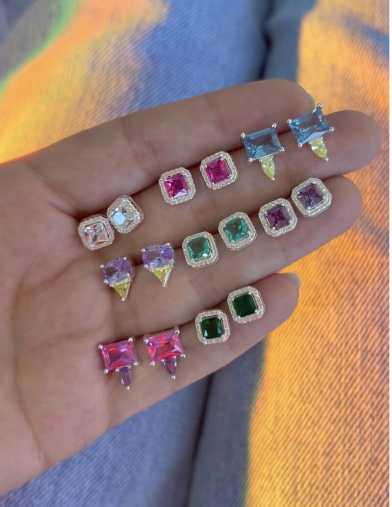 Brinco retângulo aquamarine com lima - Imagem 3