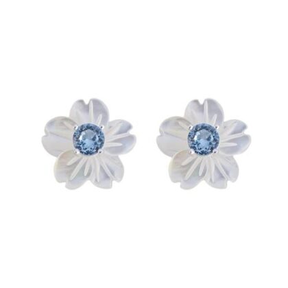 Brinco madrepérola Flor azul