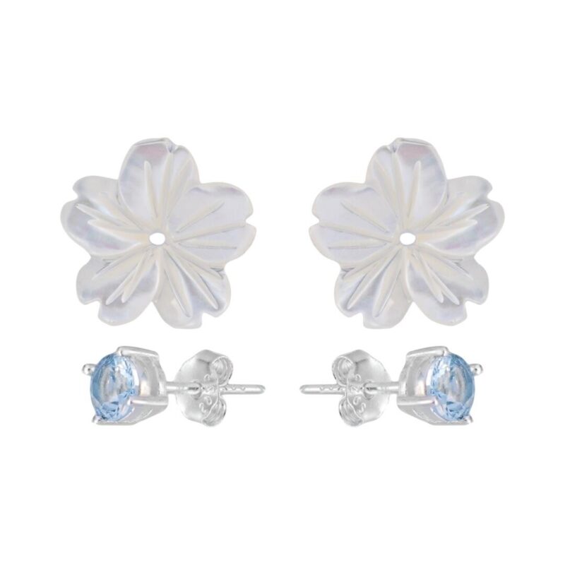 Brinco madrepérola Flor azul - Imagem 3