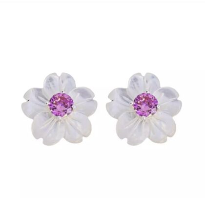 Brinco madrepérola Flor Pink