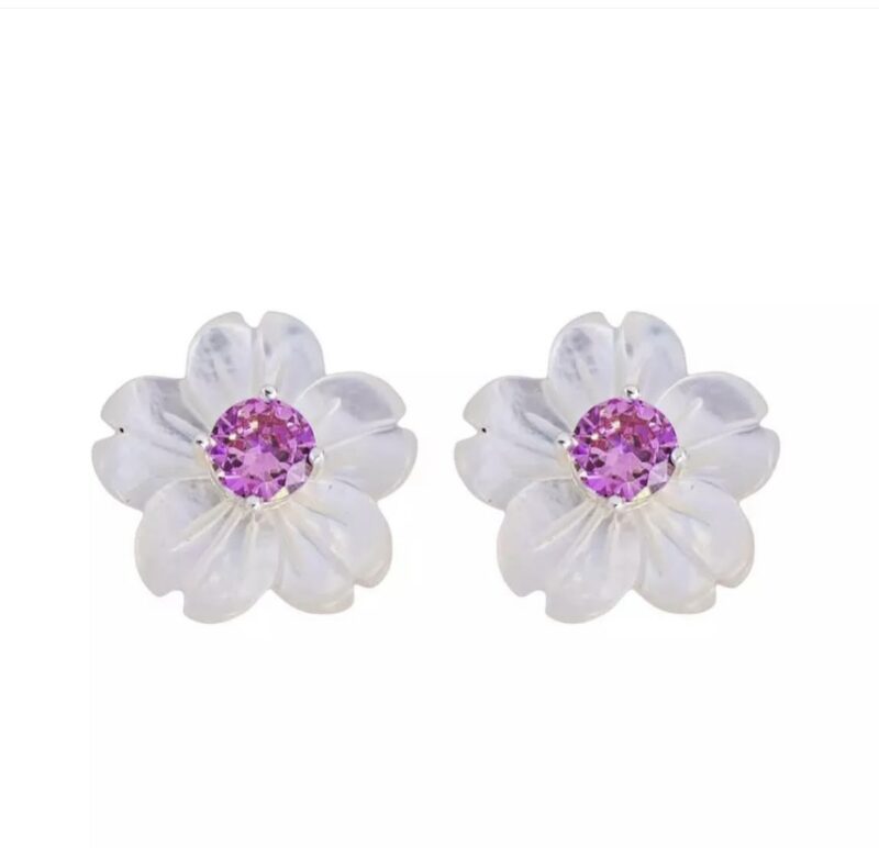 Brinco madrepérola Flor Pink