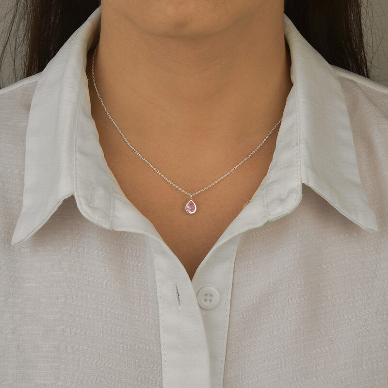 Colar Ponto de Luz Gota Rosa Bebê - Imagem 3