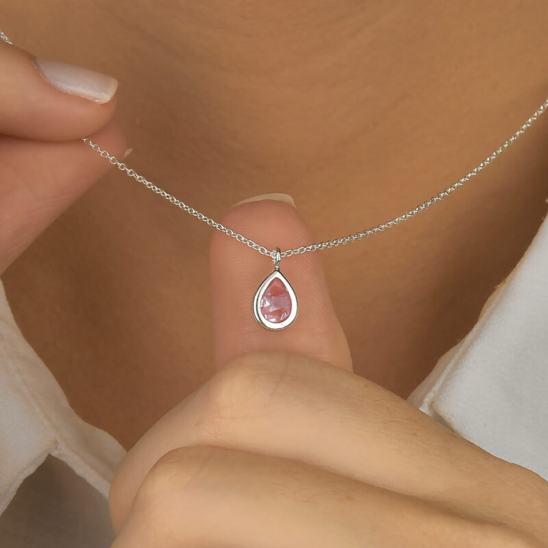 Colar Ponto de Luz Gota Rosa Bebê - Imagem 2