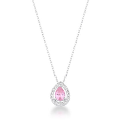 Gargantilha gota rosa bebê cravejada