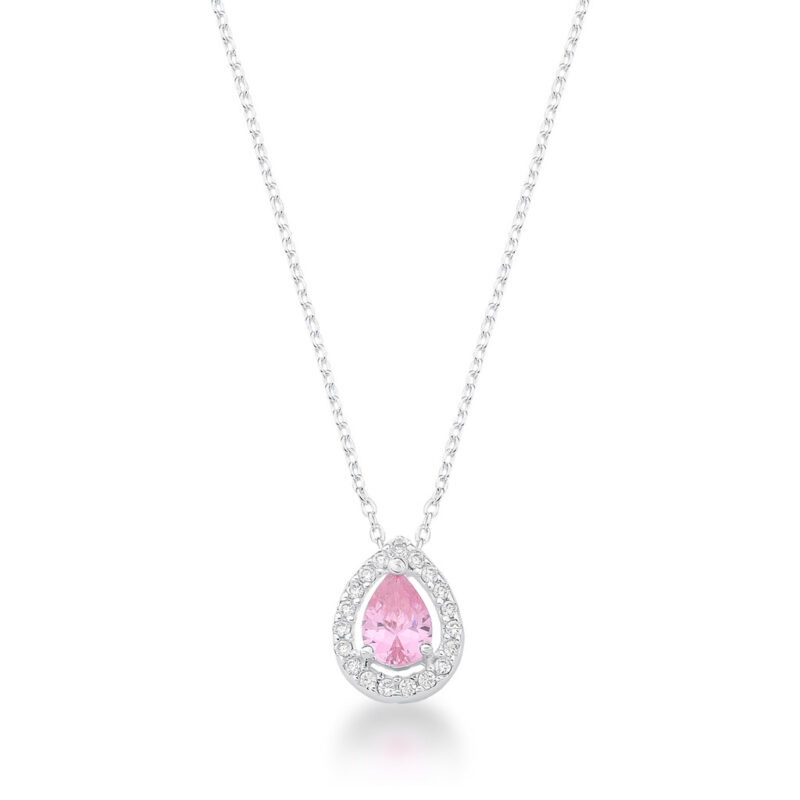 Gargantilha gota rosa bebê cravejada