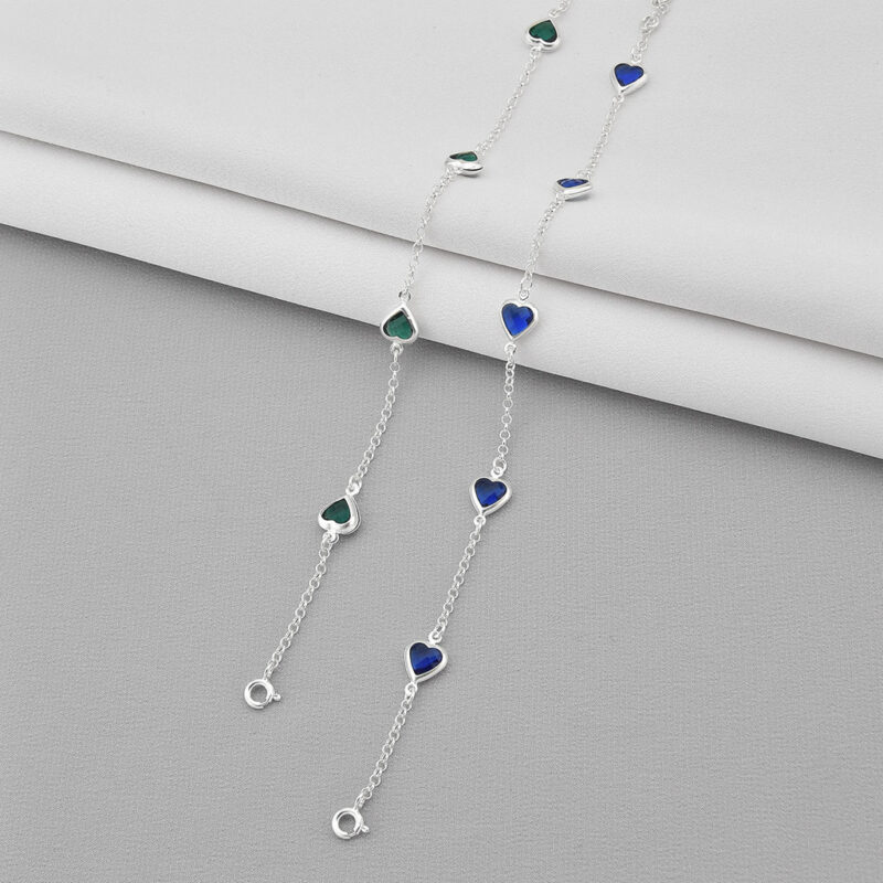 Pulseira com 4 corações verde esmeralda - Imagem 3