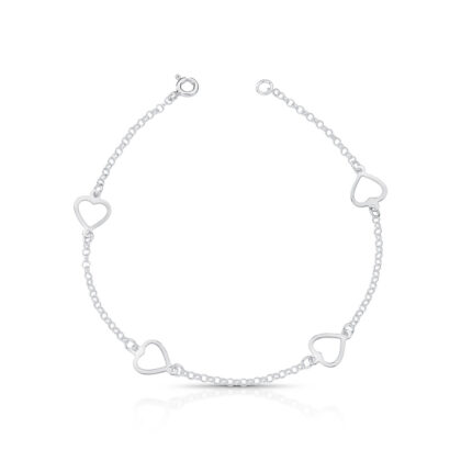 Pulseira com 5 corações vazado liso