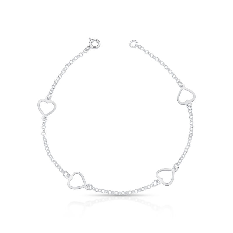 Pulseira com 5 corações vazado liso