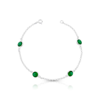 Pulseira 4 bolinhas verde esmeralda