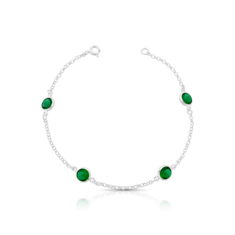 Pulseira 4 bolinhas verde esmeralda