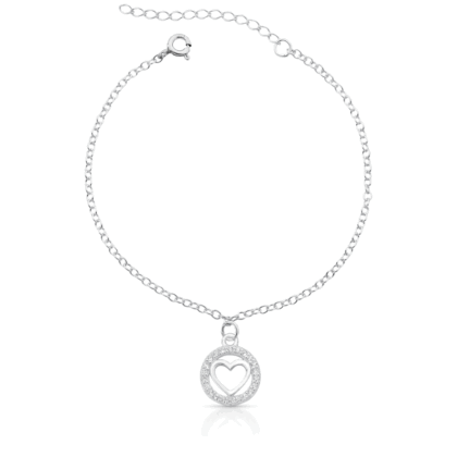 Pulseira com pingente de coração pendurado