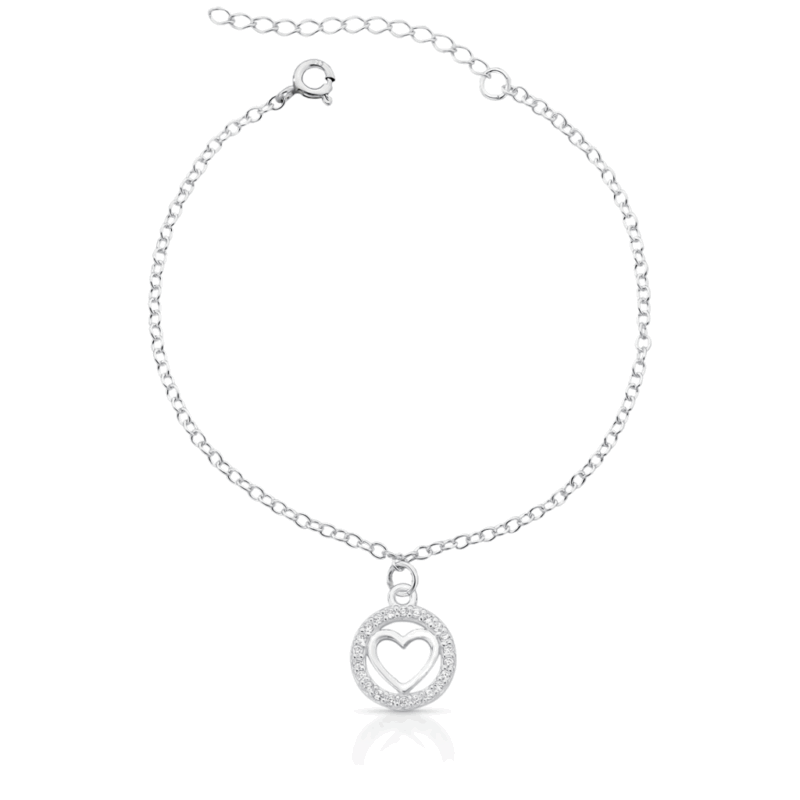 Pulseira com pingente de coração pendurado