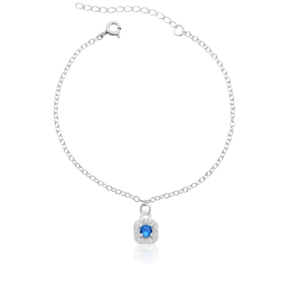Pulseira com Pingente cravejado azul
