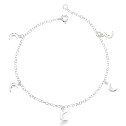 Pulseira com 5 pingentes lua penduradas