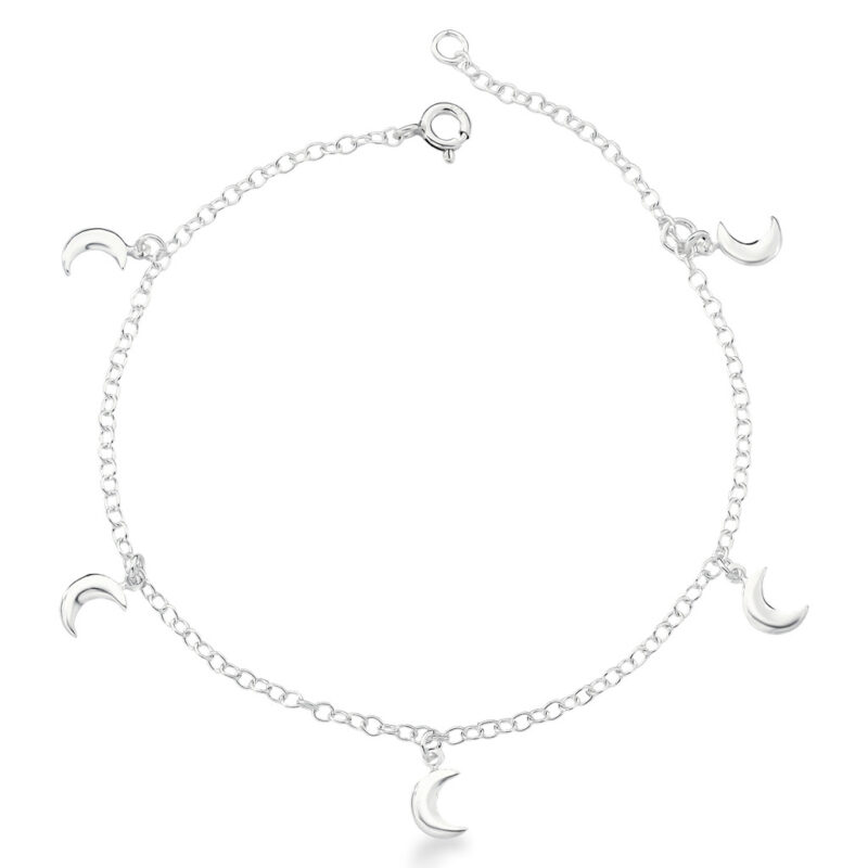 Pulseira com 5 pingentes lua penduradas