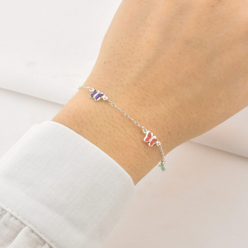 Pulseira com 5 borboletas coloridas - Imagem 2