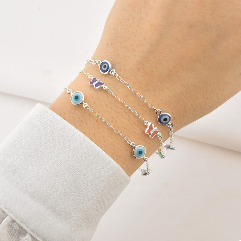 Pulseira com 5 borboletas coloridas - Imagem 3