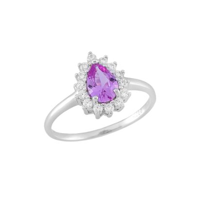 Anel Gota Pink Cravejado