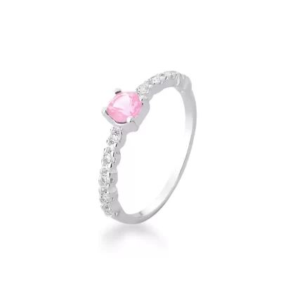 Anel Solitário Rosa