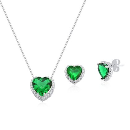 Conjunto coração verde esmeralda
