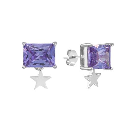 Brinco Rectangle Star Lavanda