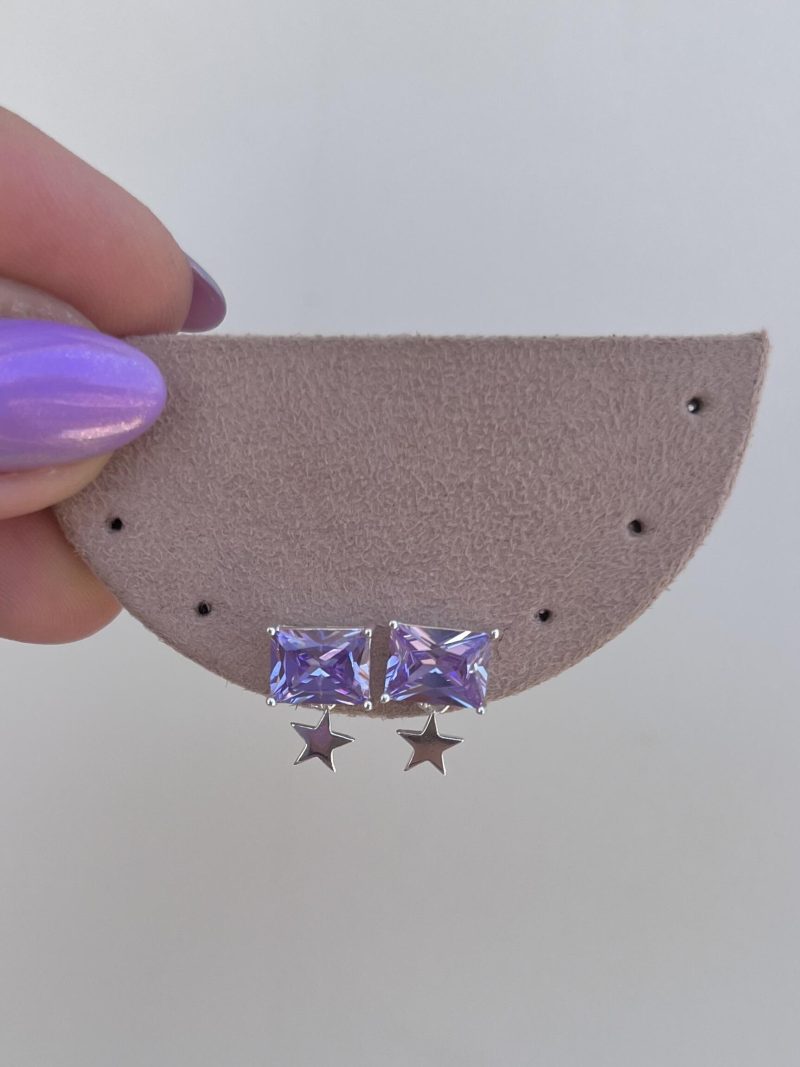 Brinco Rectangle Star Lavanda - Imagem 2