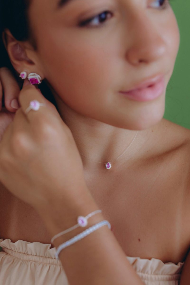Brinco Retangular Pink - Imagem 4