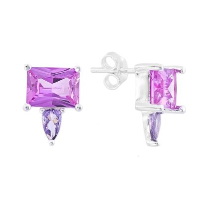 Brinco Retângular Pink com Lavanda