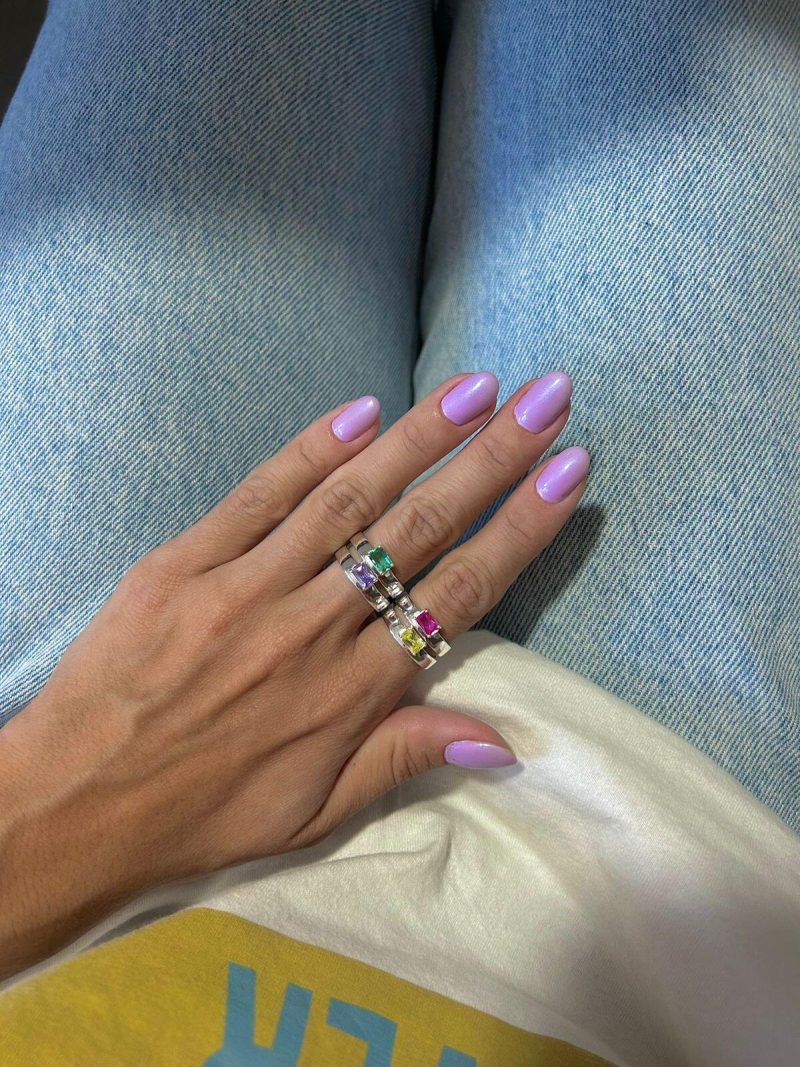 Anel Liso Rectangle lavanda - Imagem 3
