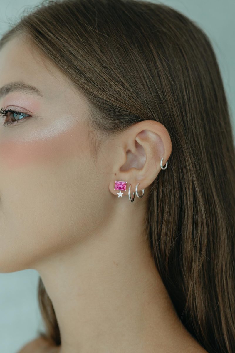 Brinco Rectangle Pink - Imagem 2