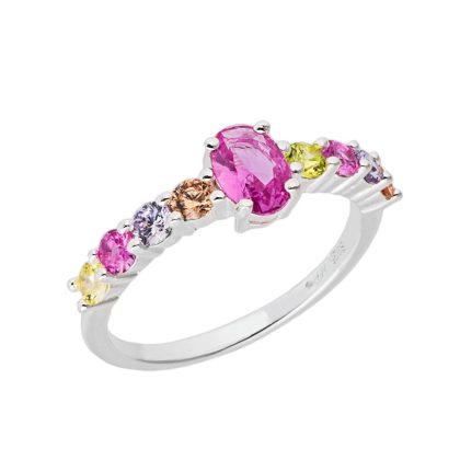 Anel Com Pedras Rosa