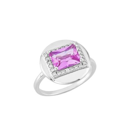 Anel Intence Retangular Pink