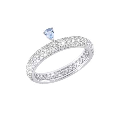 Anel Pavê Gota Aquamarine