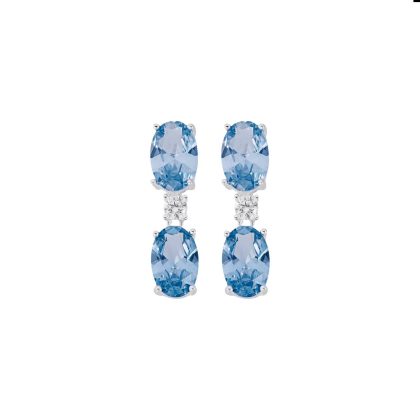 Brincos Com Pedras Azul Céu